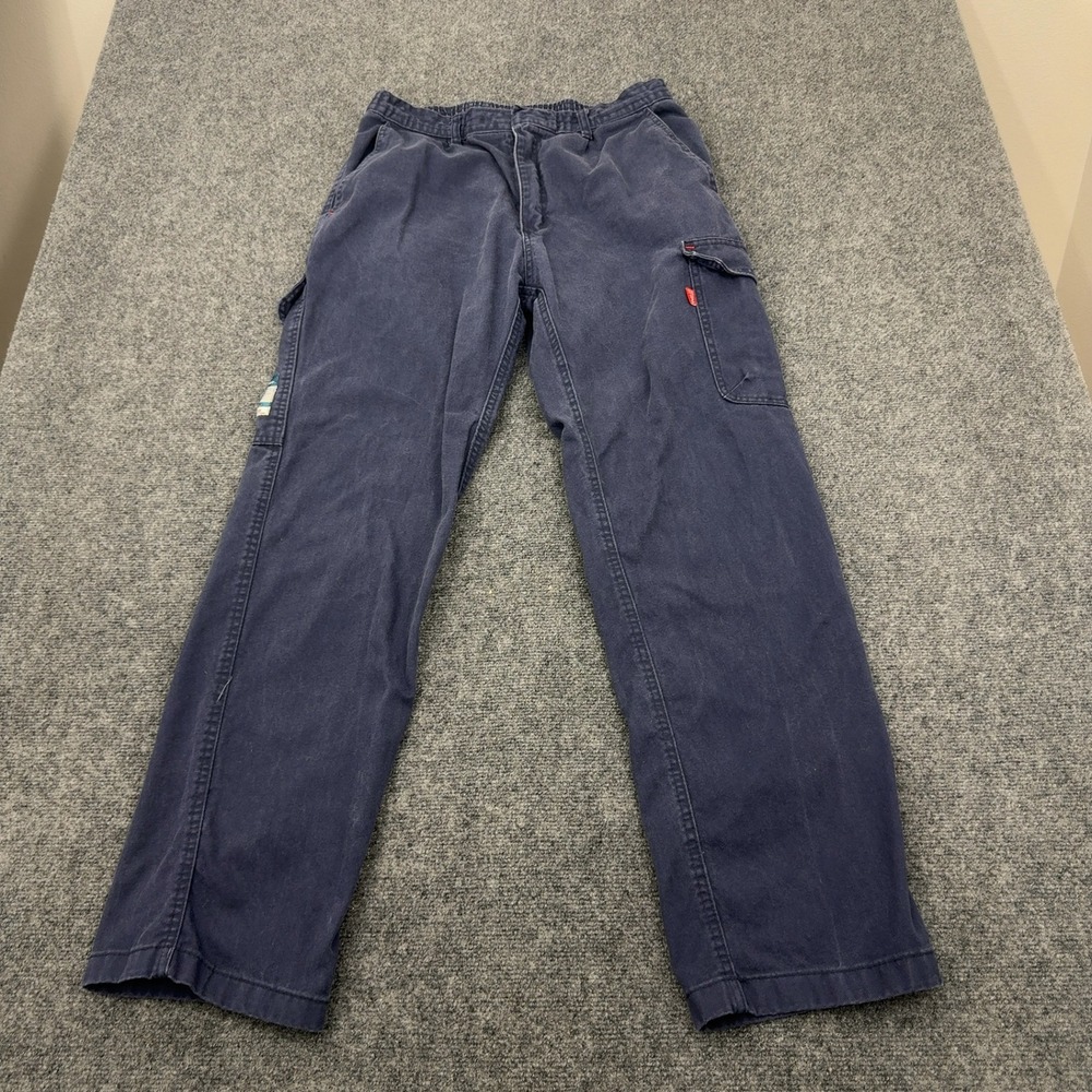 Portwest Cargo Pants Mens L Navy Blue Cotton Bizweld FR Flame Resistant Workwear